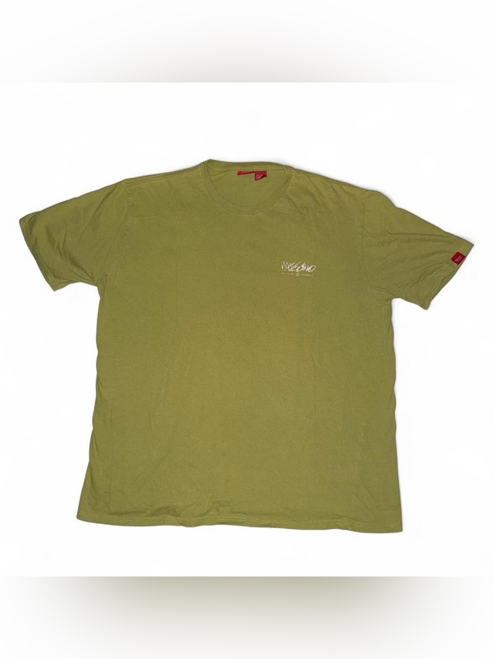Olive Green Short Sleeve Tee with Subtle Chest Graphic